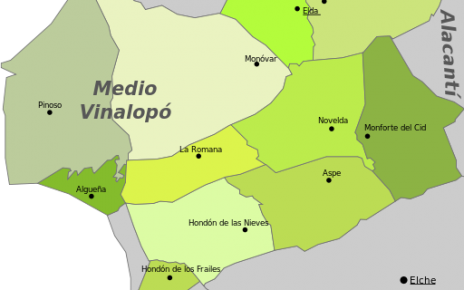 Rathäuser der Gemeinden im Landkreis Medio Vinalopo Karte Beitragsbild