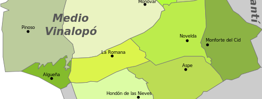 Rathäuser der Gemeinden im Landkreis Medio Vinalopo Karte Beitragsbild