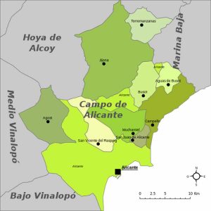 Costa Blanca / Weiße Küste altea.me Karte Mapa Landkreis District Comarca Campo de Alicante Provinz - Province - Provincia Alicante