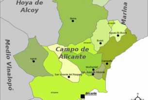 Karte - Mapa - Map: Landkreis District Comarca Campo de Alicante Provinz - Province - Provincia Alicante