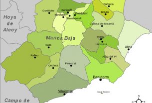 Karte - Mapa - Map: Landkreis District Comarca Marina Baja / Baixa Provinz - Province - Provincia Alicante