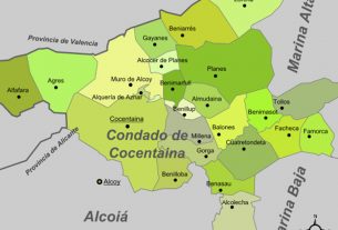 Karte - Mapa - Map: Landkreis District Comarca Comtat / Condado de Cocentaina Provinz - Province - Provincia Alicante