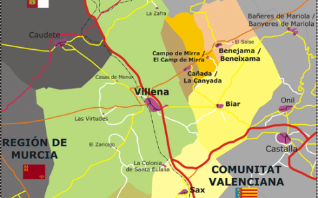 Karte / Map / Mapa - Alto Vinalopó Gemeinden im Landkreis